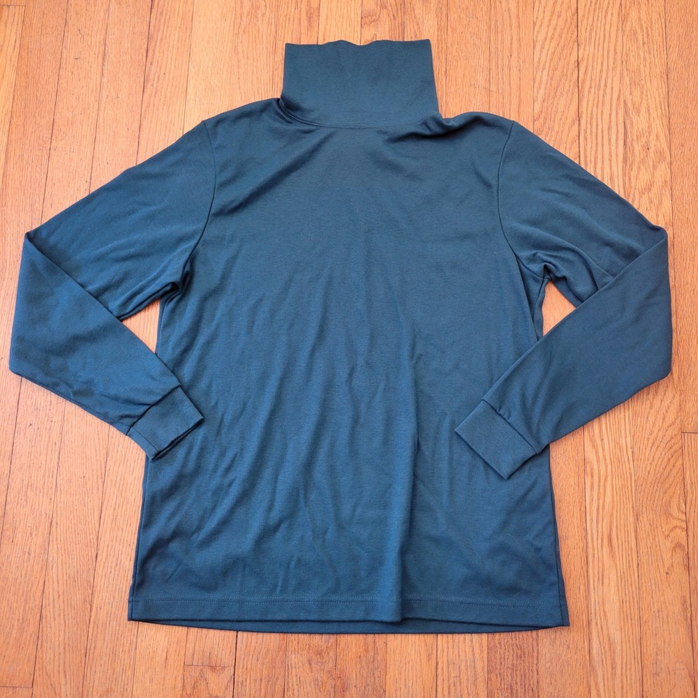 LL Bean Regular L Teal Long Sleeve Turtleneck Top‎ Whimsigoth Coastal Grandma